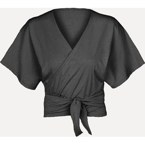 Namastae® Kimono dames | Yoga kleding dames | Cross over model | Korte mouw | Zwart | Maat XS/S