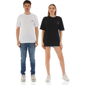 Set van zwart en wit Rainbow Tshirt - Super soft comfortabele - Zwart Maat M- Wit Maat L - cadeau - pride