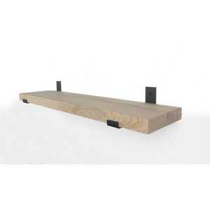 Eiken wandplank 80 x 20 cm 40mm inclusief industriele plankdragers - Plankjes aan muur - Wandplank industrieel - Fotoplank