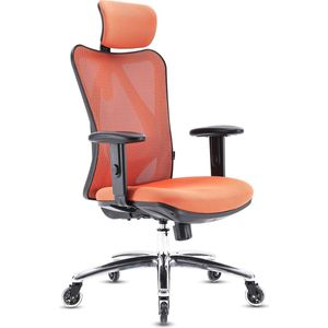 OfficeSense OS1000 Ergonomische Bureaustoel – Bureaustoelen voor volwassenen - Verstelbaar – Office Chair – Oranje - Incl. Verbeterde Wielen