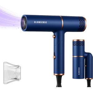 BlowSense® TravelDry - Opvouwbare Reisföhn - Haardoger Compact - Geschikt voor Reizen - Opvouwbare Föhn - 1400W - Saffier Blauw