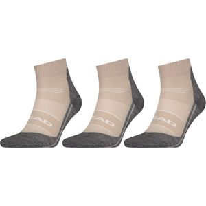 HEAD Wandelsokken Cool Hiking Quarter - 3 paar - Hiking sokken warm weer - Taupe - Maat 35/38