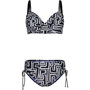 Pastunette Bikini Graphic Beach - Zwart/Wit - Beugel - Maat 36
