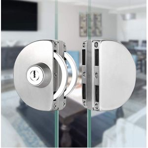 Roestvrij Staal Glas Kast Slot - Dubbele Glazen Deurslot - Schuifdeur Lock - 3 Koperen Sleutels - 10 ~ 12mm Dikte Gehard Glas Deur
