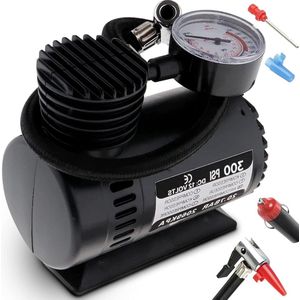 12V Air Compressor with 3 Valve Adapter for Bicycle Car Ball Motorcycle Air Cushions and Air Mattresses - Mini Tyre Inflator (300 PSI)
