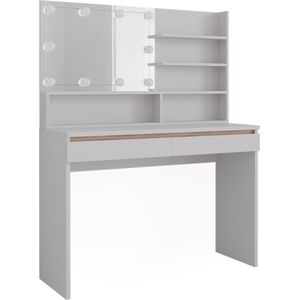 Vicco Kaptafel Emma, Wit, cm met spiegelplank en LED-verlichting