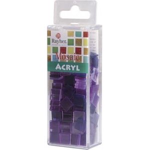 615x stuks Acryl mozaieken maken steentjes/tegeltjes violet paars 1 x 1 cm - Hobby knutselen artikelen