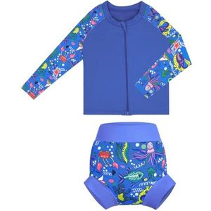 Tweedelige Badset voor Baby's met UV-bescherming - Rash Guard Badpak en Zwemluiers voor Jongens en Meisjes