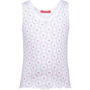 Exclusief Luxueus Kinder nachtkleding Hanssop, Meisjes, Katoenen ondergoed singlet, zacht roze bloem print op een verfijnd zacht ajour katoen, maat 116