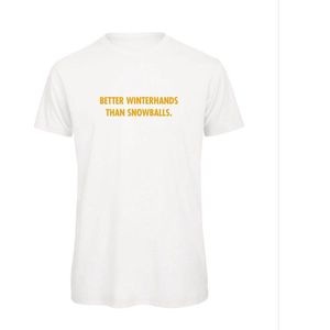 Better winterhands than snowballs wintersport t-shirt Wit XXL - okergeel - soBAD. | Foute apres ski outfit | kleding | verkleedkleren | wintersport t-shirt | wintersport dames en heren