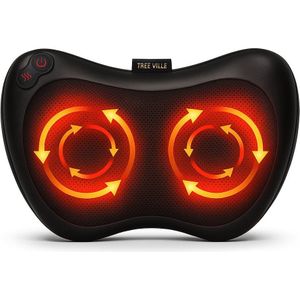 Tree Ville - Shiatsu Massage Kussen - Zwart - Elektrisch Massageapparaat met Warmtefunctie