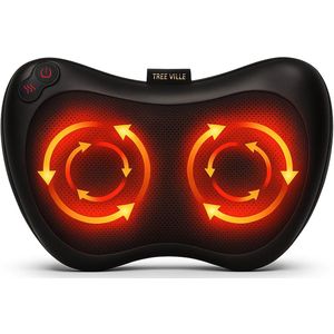 Tree Ville - Shiatsu Massage Kussen - Zwart - Elektrisch Massageapparaat met Warmtefunctie