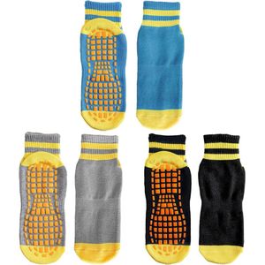 E-Ambar - Antislipsokken voor dames: yoga, pilates, dans, sport - Paars/Grijs/Blauw - Maat 35-38 - 3 paar