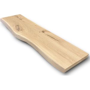 Wandplank Massief Eiken Hout Zwevend -120x30 – Met Blinde Bevestiging - Boomstam Plank - Boekenplank