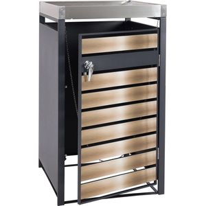1 deksel afvalbak met plantenbak MCW-J81, uitbreidbaar, 125x68x80cm metaal 31kg, antraciet ~ goud