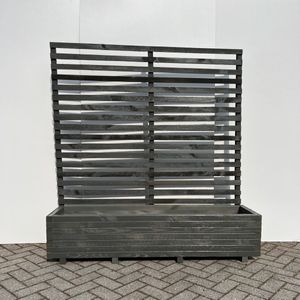 AMISHOUT - SET - Plantenbak met wielen en klimrek 160x40x40 (180) cm - antraciet | bloembak buiten op wielen