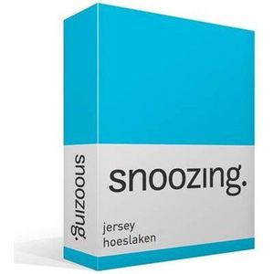 Snoozing Jersey - Hoeslaken - 100% gebreide katoen - 80/90x200 cm - Turquoise