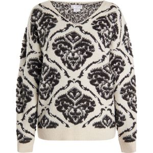 Usha - Sivene - Trui - Crème/Zwart - V-hals - Lange Mouw