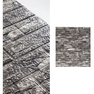 Vermeyen | Moderne Zelfklevende 3D Stenen Muur Sticker | Muur Behang | Plaktegel | Waterdicht | Zelfklevend Behang | 10 Stuks | Natuursteen Grijs