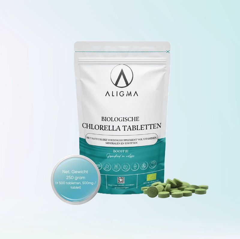Aligma - Chlorella Tabletten - Biologisch - 500x 500mg - 100% Pure Chlorella Alg