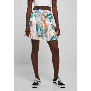 Urban Classics - AOP Satin Mini Skirt softyellowvacation Korte rok - M - Multicolours