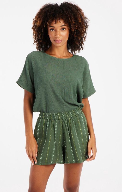 Protest Prtlouas – T shirt Dames – Korte mouwen – Ronde hals – Loose fit – Veggie Green