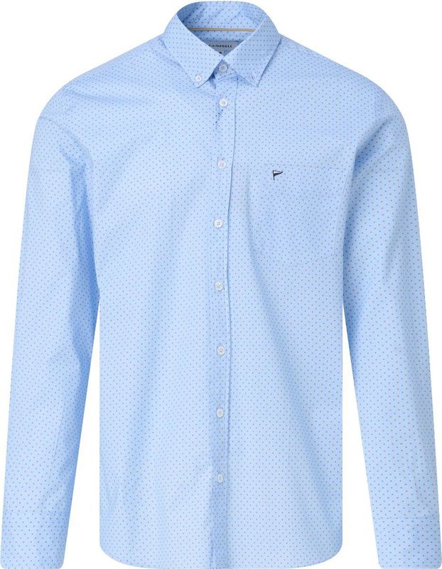 Campbell regular casual overhemd blauw