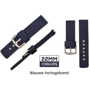 22mm Canvas Horlogeband Blauw passend op o.a Casio Seiko Citizen en alle andere merken | Horlogebandje | Horloge band