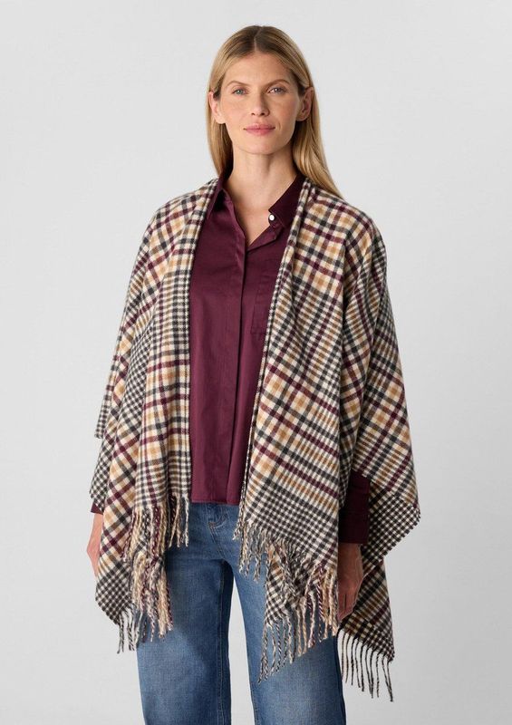 comma - Indoor-Poncho - Zacht - Ruitpatroon