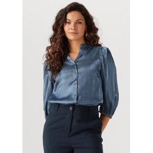 Jansen Amsterdam - Bo Blouse SQL 782 - Blauw - 3/4 Puff Sleeve - Dames