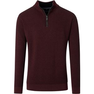 Casa Moda Trui met rits bordeaux (Maat: S) - Effen - Halslijn: Opstaande kraag met rits,