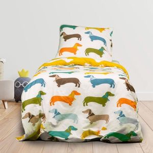 Decoware® dekbedovertrek - Sausage dog - Teckel - Katoen - 1-persoons -140x220 + 60x70cm