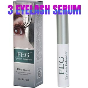 3 x FEG Eyelash Enhancer - Wimperserum voor lange volle Wimpers - Volumekorting - 3 Stuks - Volle Wimpers voor Iedereen