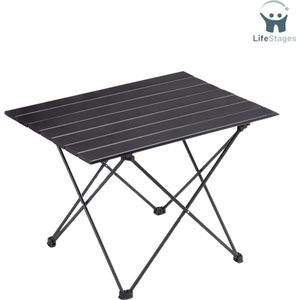 LifeStages - Campingtafel Lichtgewicht - Campingtafel - Opvouwbare Campingtafel Van Aluminium - Opvouwbare Tafel Inclusief Draagtas - Picknicktafel - Zwart