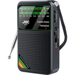KTN® Draagbare Mini Radio - FM/AM/SW - Volledige Bandontvangst - Pocket Radio Speler - Ingebouwde Luidspreker - Hoofdtelefoonaansluiting - Radio voor Rampen - Oplaadbare Radio - Transistor Radio op Batterijen - Kleine Radio - Zakradio - Zwart