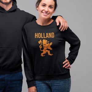 Zwarte Koningsdag Trui Holland Leeuw In Oranje - Maat 4XL - Uniseks Pasvorm - Oranje Feestkleding