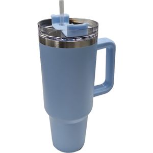 Kay - Tumbler met Handvat en Rietje - Thermosbeker - 1,2 Liter - Waterfles - Blauw