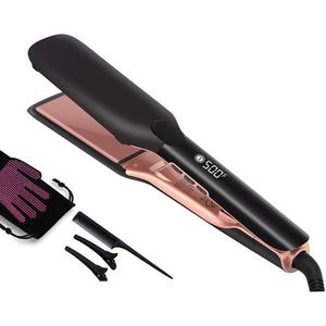 Stijltang met keramische infraroodionen, snelle verwarming, vibratietechnologie, temperatuurregeling, dubbele spanning, anti-kroes styling, geschikt voor alle haartypen