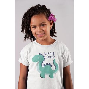 Kinder T-shirt Wit Little Dino, maat 1-2 jaar