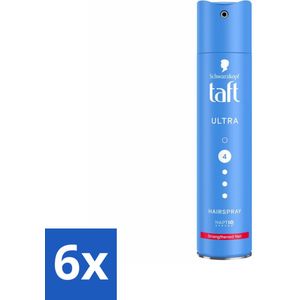 6 x Taft - Ultra 4 - Haarspray - Langdurige fixatie - 250 ml - Haarspray - Taft - Ultra Strong - Langdurige Fixatie - Haarverzorging