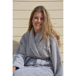 ARTG® Robezz - Badjas Sjaalkraag - 100% Badstof Katoen - Licht Grijs - Light Grey - Maat XXL - (2XL)