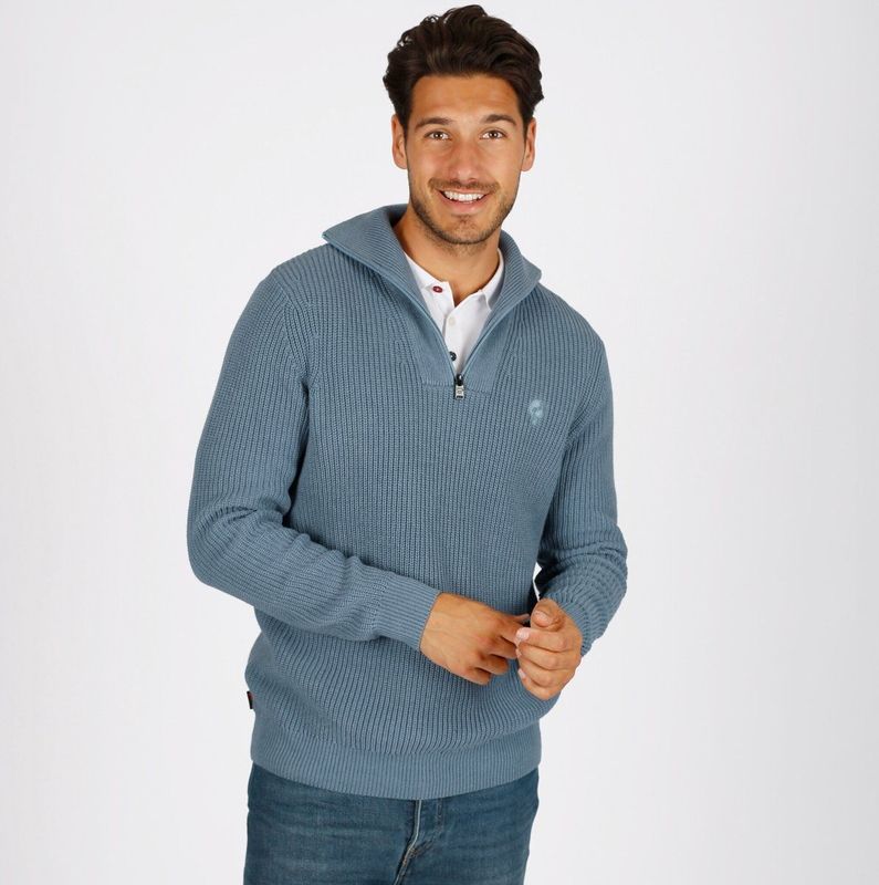 Q1905 - Noordhoek - Gebreide Trui - Midden Grijsblauw