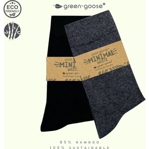 green-goose® Luxe Bamboe Sokken Heren | 2 Paar | Donker Mix | 40-43 | 85% Bamboe | Superzacht en Duurzaam