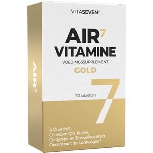VITASEVEN AIR7 GOLD – Luchtwegen Support – Boswellia, Cordyceps & Q10 – Met Vitaminen B6, C, D3 & E – 30 Tabletten