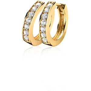 ZINZI zilveren oorringen geel verguld 15 x 3mm wit ZIO191Y