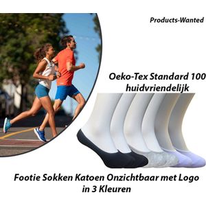 9-Paar Footie Sokken Katoen Onzichtbaar met Logo in 3 Kleuren 40-46