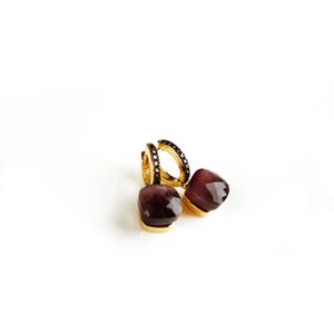 Zilveren oorringen oorbellen geelgoud verguld model pomellato met wijn rode steen