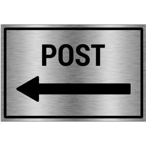 Post links bord - Grijs Zwart - Brushed Aluminium Materiaal - 60 x 40 cm