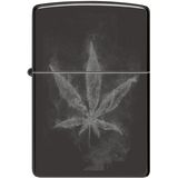 Zippo - Smokey Leaf - Aansteker - Black Ice - Hennepblad met Rook
