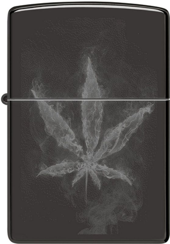 Zippo - Smokey Leaf - Aansteker - Black Ice - Hennepblad met Rook